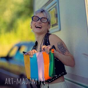 mała kolorowa torebka, pastelowa torba na ramię