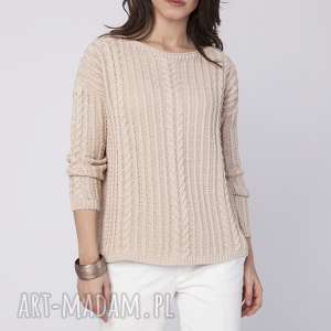 handmade swetry prosty sweter, swe138 beż mkm