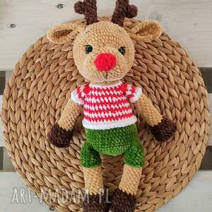 Świąteczny renifer maskotka handmade 35 cm - prezent dla dziecka