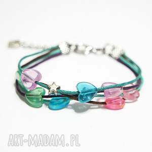 bransoletka - serduszka, gwiazdki sznureczki, serce dla dziewczynki, prezent