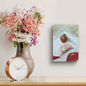 Prezent Obraz akwarela Truskawki Pierogi 15x21 • Martwa natura