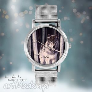 handmade pomysł na świąteczne prezenty zegarek, bransoletka - szary wilk - magic