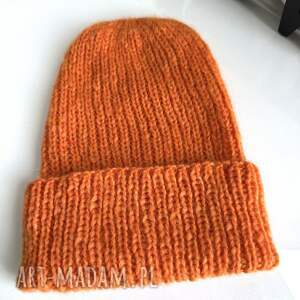 ręczne wykonanie czapki ciepła czapka ręcznie robiona wywijana chmurka alpaka 38