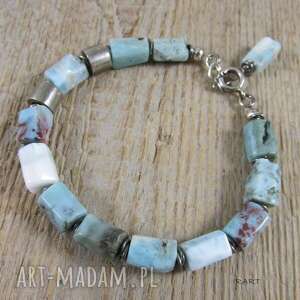 handmade larimar z walcami - bransoletka 425