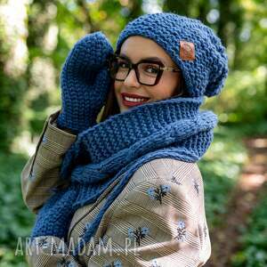 Czapka MERINO Neverland “Ciemny niebieski” podszewka JEDWAB