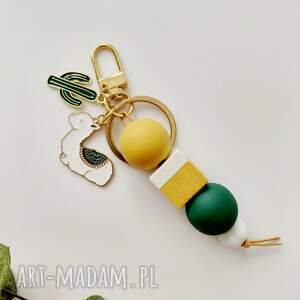 brelok drewniany z lamą, zawieszka do torebki alpaka, torby