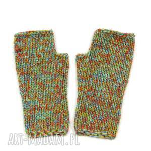kornelia - kolorowe bezszwowe mitenki rękawiczki bez palców z małym kciukiem
