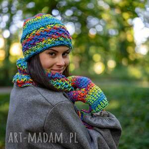 czapka merino 50- tęcza błękit hope marynosa