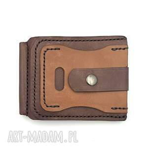 robert zmuda portfel brązowy ze skóry ręcznie uszyty klips karty
