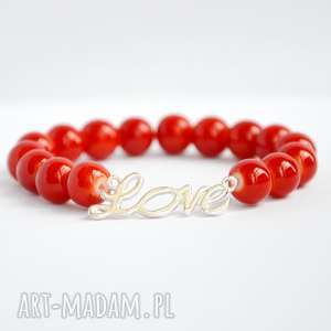 handmade bracelet by sis: love w czerwonych koralach