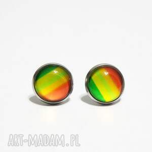 kolczyki - pasy, żółte, zielone, pomarańczowe szklane, tęczowe niej