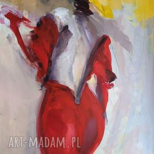 W Malinowej - 100x70, kobieta duży obraz, obrazy kobiet