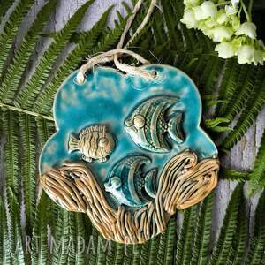 ceramiczna zawieszka z motywem morskim dla dziecka, ryby rybki