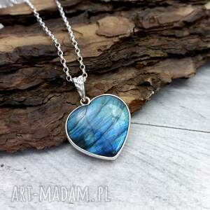 Serce z Labradorytu, serduszko, naszyjnik, wisior