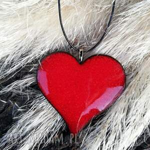 naszyjnik z wisiorkiem ceramicznym sercem zawieszka czerwone serce mandala