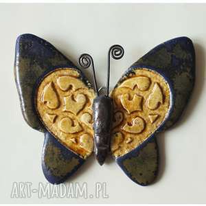 ręcznie robione ceramika motyl granatowo - miodowy