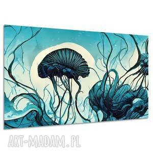 Turkusowy obraz na płótnie Meduza 120x80 cm - abstrakcja