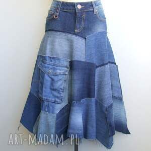 handmade spódnice spódnica jeans patchwork r. 40