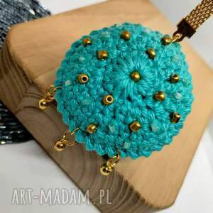 Brelok turkusowy szydełkowy z koralikami i kulkami (KR/17/26)