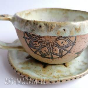 ręcznie robione ceramika komplet "mandala w mięcie" 2