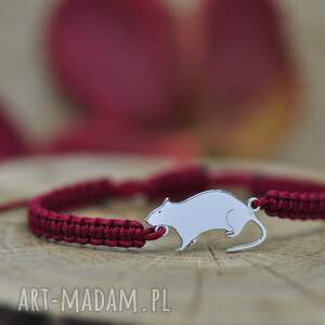 szczur / szczurek - bransoletka, srebro 925 na szczęście, gryzonie