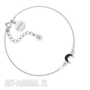 handmade srebrna bransoletka z czarnym księżycem