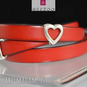 handmade bransoletka z rzemieni joyee triple red heart