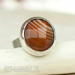 minimalistyczny pierścionek z agatem w srebrze a663