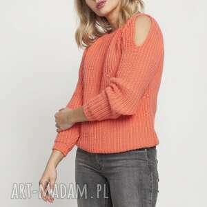 swetry raglanowy sweter, swe176 coralpink mkm jesień wycięcia, róż