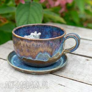 ręcznie zrobione ceramika ceramiczna filiżanka z figurką hipopotama - opal ok 360 ml