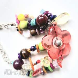 bransoletka koralikowa z kwiatem koralikow bardzo bujna box l1, fo