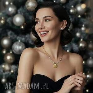 biały naszyjnik cyrkonie i łańcuch diamentowany złoty lumire