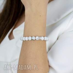bransoletka z howlitu i srebra shine like a diamond, prezent dla kobiety