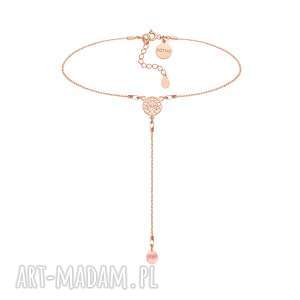 handmade naszyjniki łańcuszkowy choker z rozetką z różowego złota i kryształem