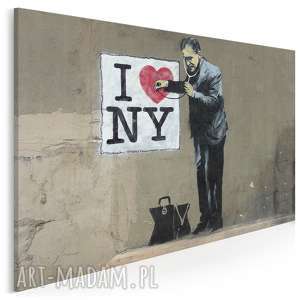 obraz na płótnie - banksy i love ny 120x80 cm 20219 street art, mural