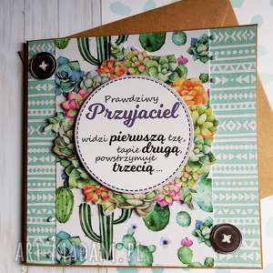 kartka kaktusowy przyjaciel, scrapbooking okazja, życzenia