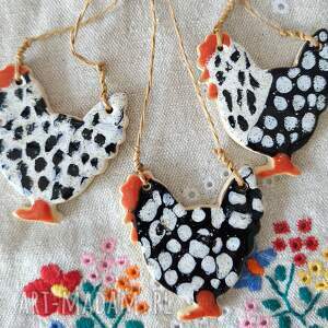 Prezent kurki w kropki - ozdoby ceramiczne