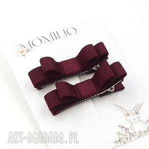 Spinki do włosów kokardki basic winne