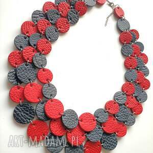 pmpb style czarno-czerwony naszyjnik z naturalnej skóry i stali szlachetnej