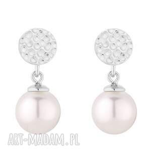 srebrne kolczyki z białymi perłami swarovski® crystal
