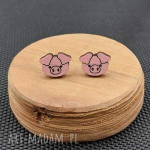 kolczyki drewniane świnki