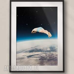 plakat skok w bok - kolaż fine art