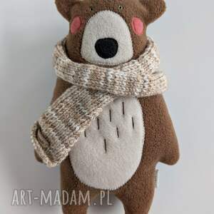 Prezent Miś z szalikiem z włóczki, bear, pluszak, wyjątkowy