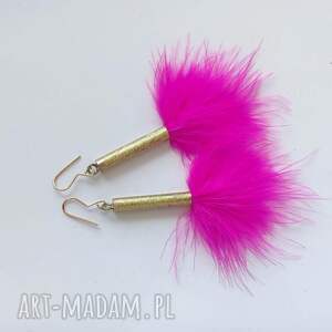 piórko kolczyki zmatowione, mosiądz, prezenty na święta