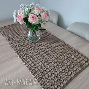 Bieżnik ze sznurka szydełkowy prostokątny 40x90 cm