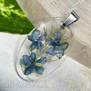 z kwiatami w kolorze nieba z1855, owalny wisiorek