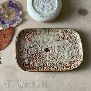 handmade ceramika ceramiczna mydelniczka "na ludowo"