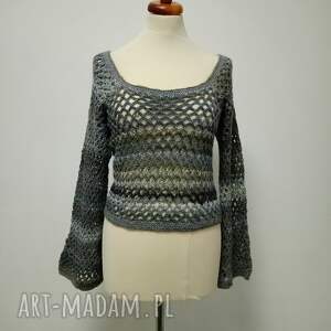 handmade swetry ażurowy sweter w szarościach s/m