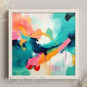kolorowy plakat abstrakcjyny - kolorowy obraz abstrakcja - wydruk artystyczny 50x50 cm
