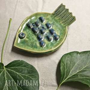 handmade ceramika mydelniczka "green fish", ceramiczna mydelniczka, ręcznie robiona